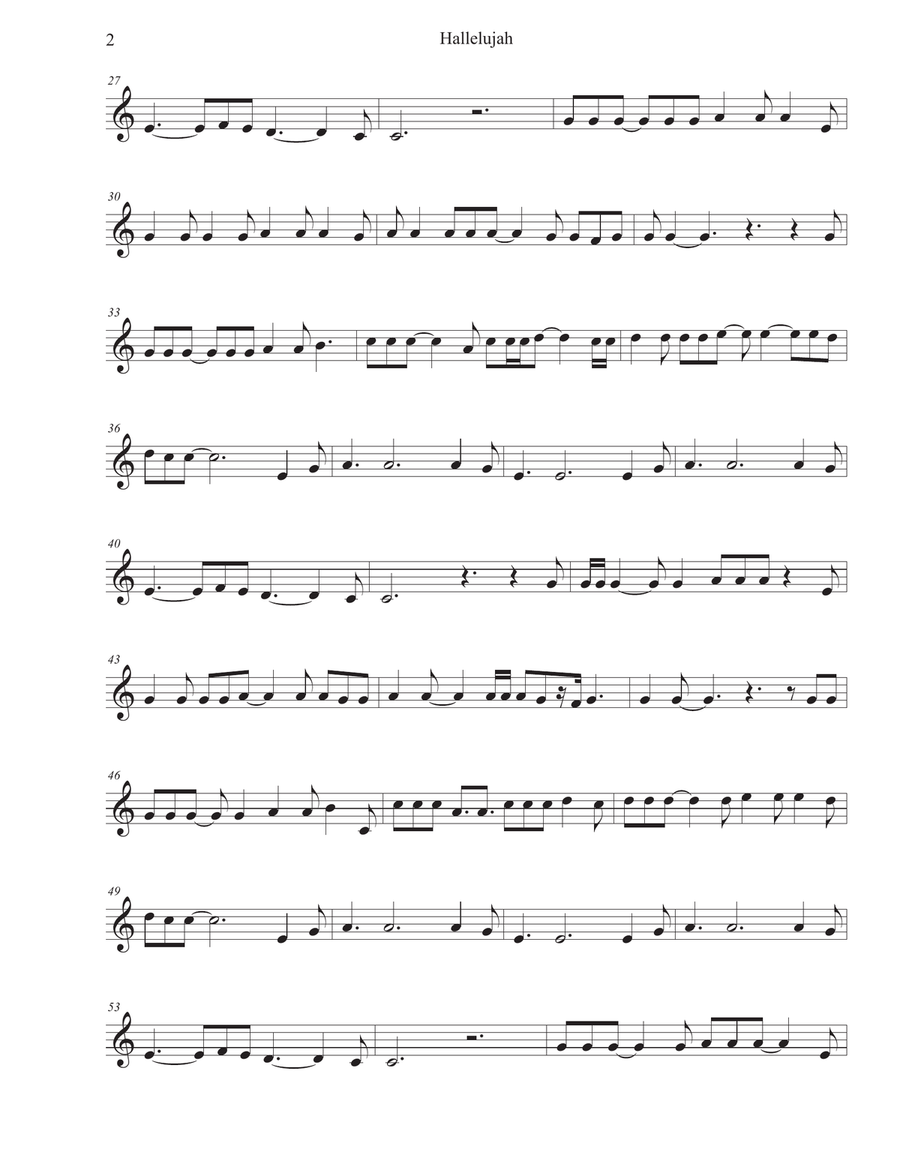 Hallelujah Violin Solo scores gallery preview page 2