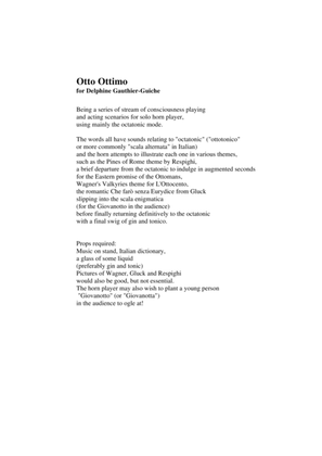David Warin Solomons: Otto Ottimo theatre piece for solo horn