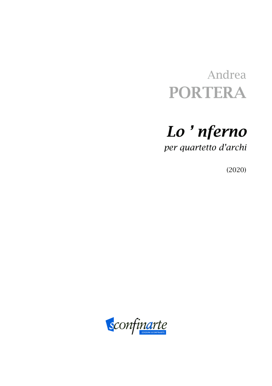 ANDREA PORTERA: Lo’nferno - Score Only String Quartet scores gallery preview page 1