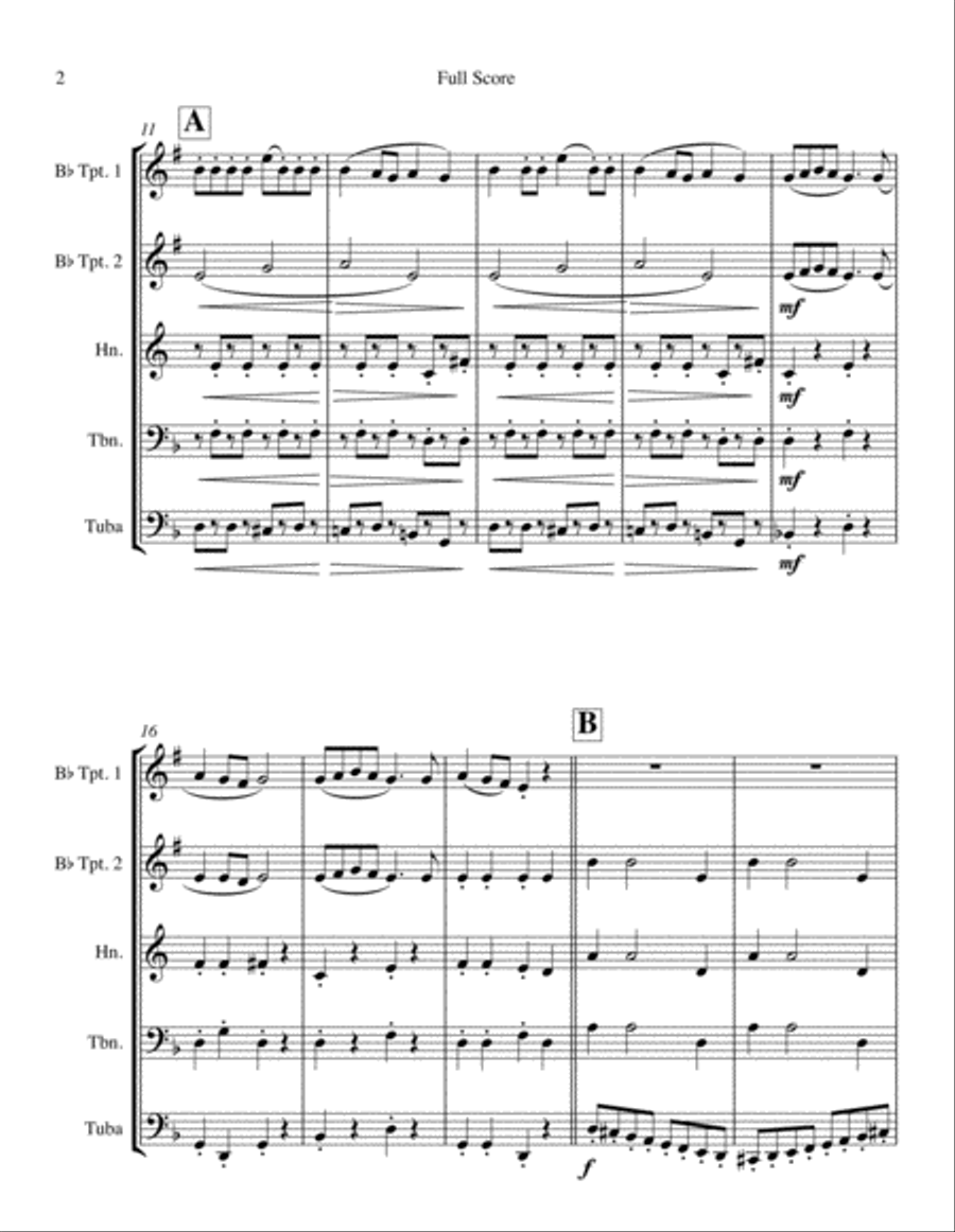 O Hanukkah for Brass Quinet Brass Ensemble scores gallery preview page 2