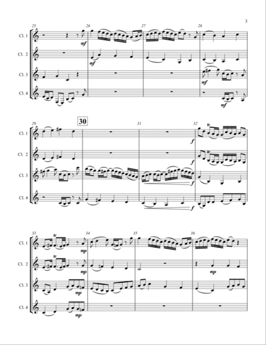 Sleepers Awake Cantata - for clarinet quartet Clarinet Quartet scores gallery preview page 3
