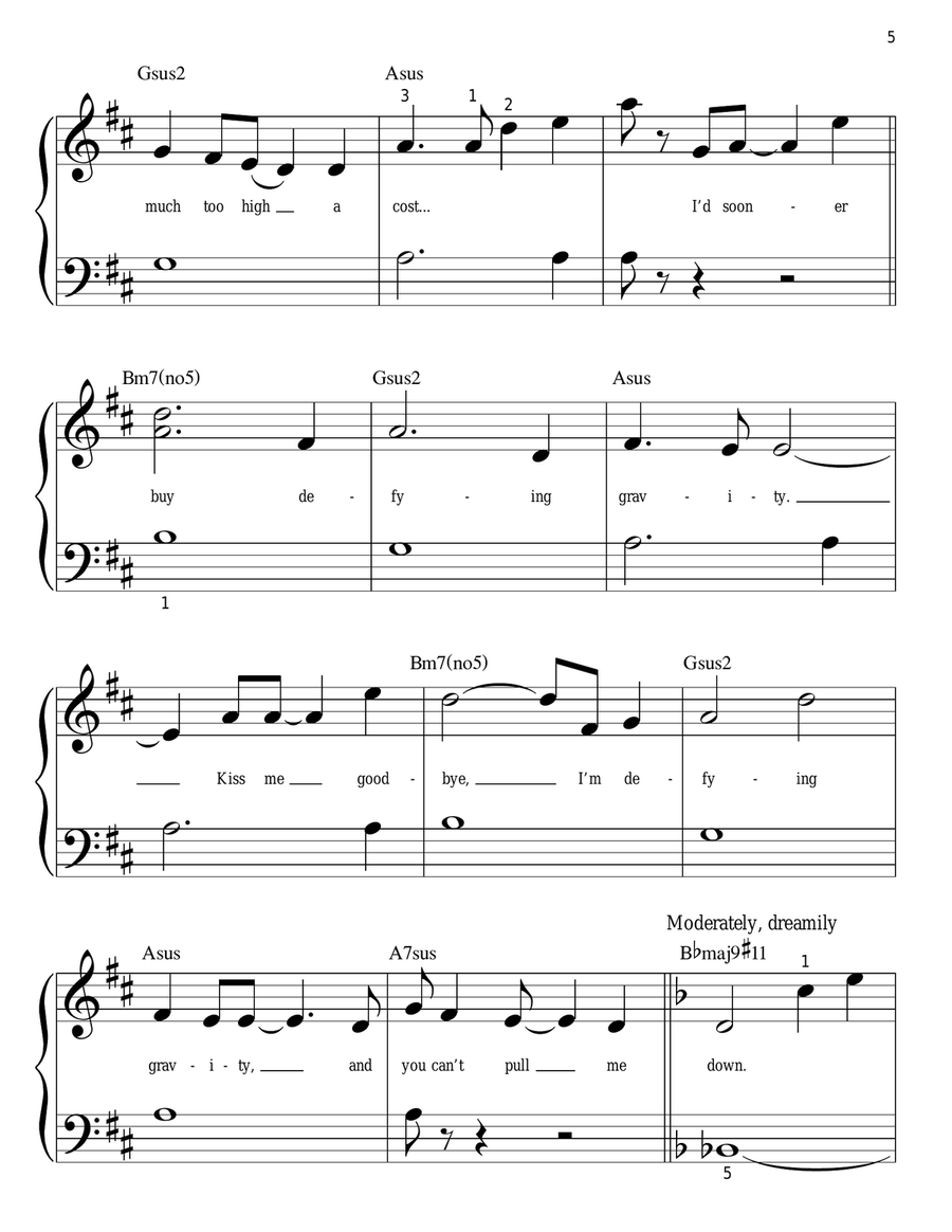 Defying Gravity (from Wicked) Easy Piano scores gallery preview page 5