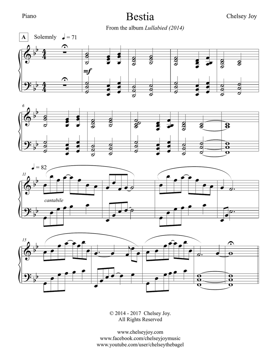 Bestia Piano Solo scores gallery preview page 1