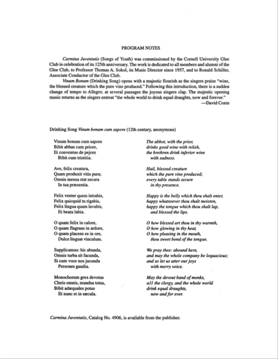 Carmina Juventutis: Drinking Song (Vinum bonum) TTBB scores gallery preview page 2