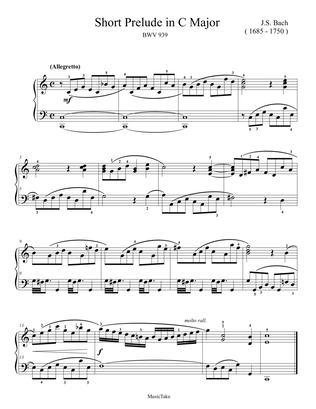 Bach Short Prelude in C Major BWV 939