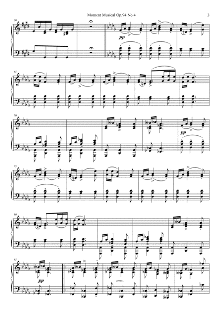Moment Musical Op.94 No.4 Piano Solo scores gallery preview page 3