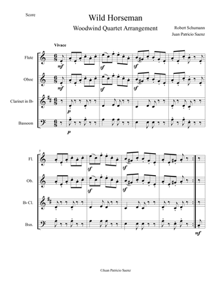 Schumann, R: Album for the Young - The Wild Horseman (Wilde Reiter) - Intermediate Woodwind Quartet