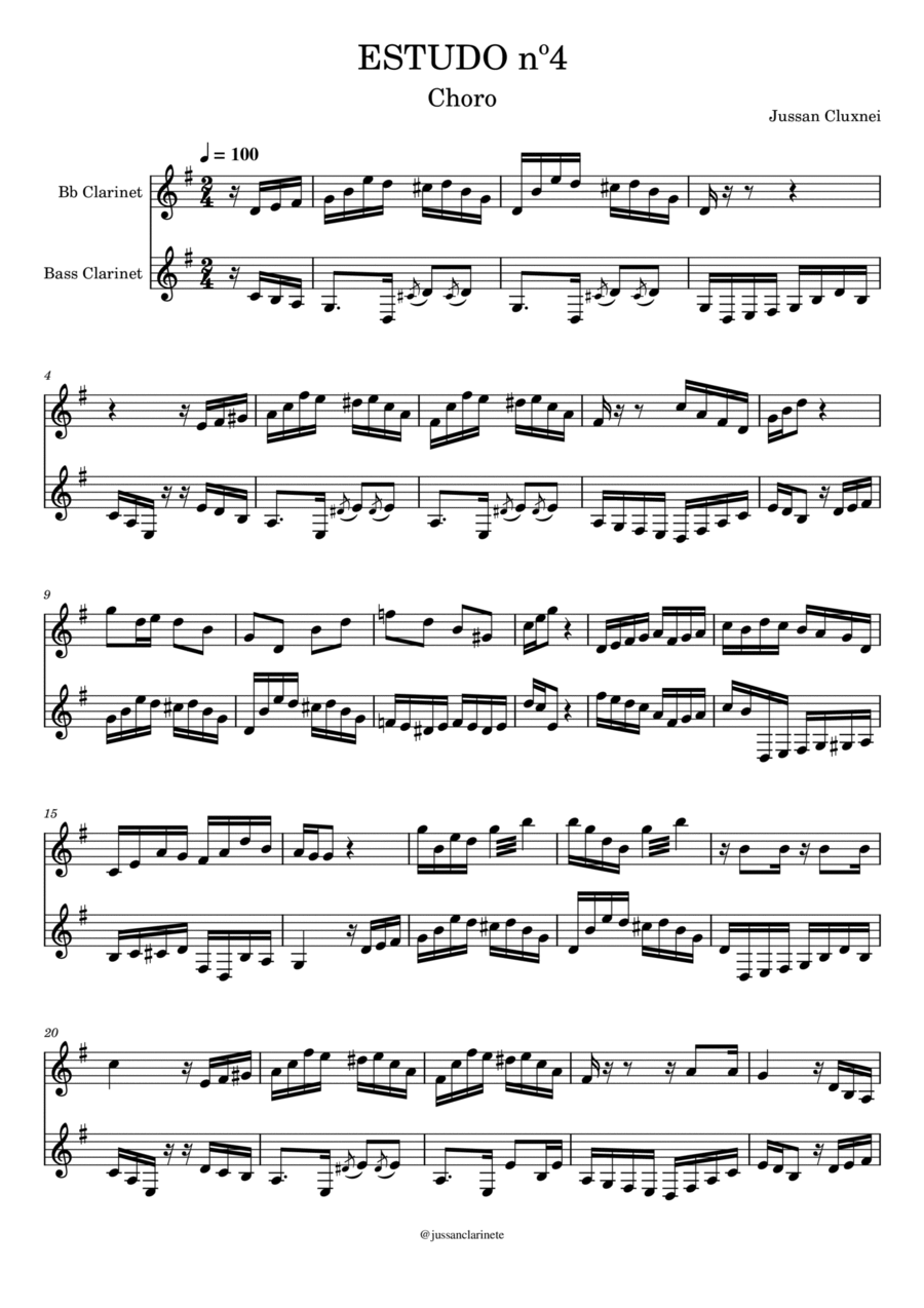 Estudo nº4 - Choro Dueto Woodwind Ensemble scores gallery preview page 1