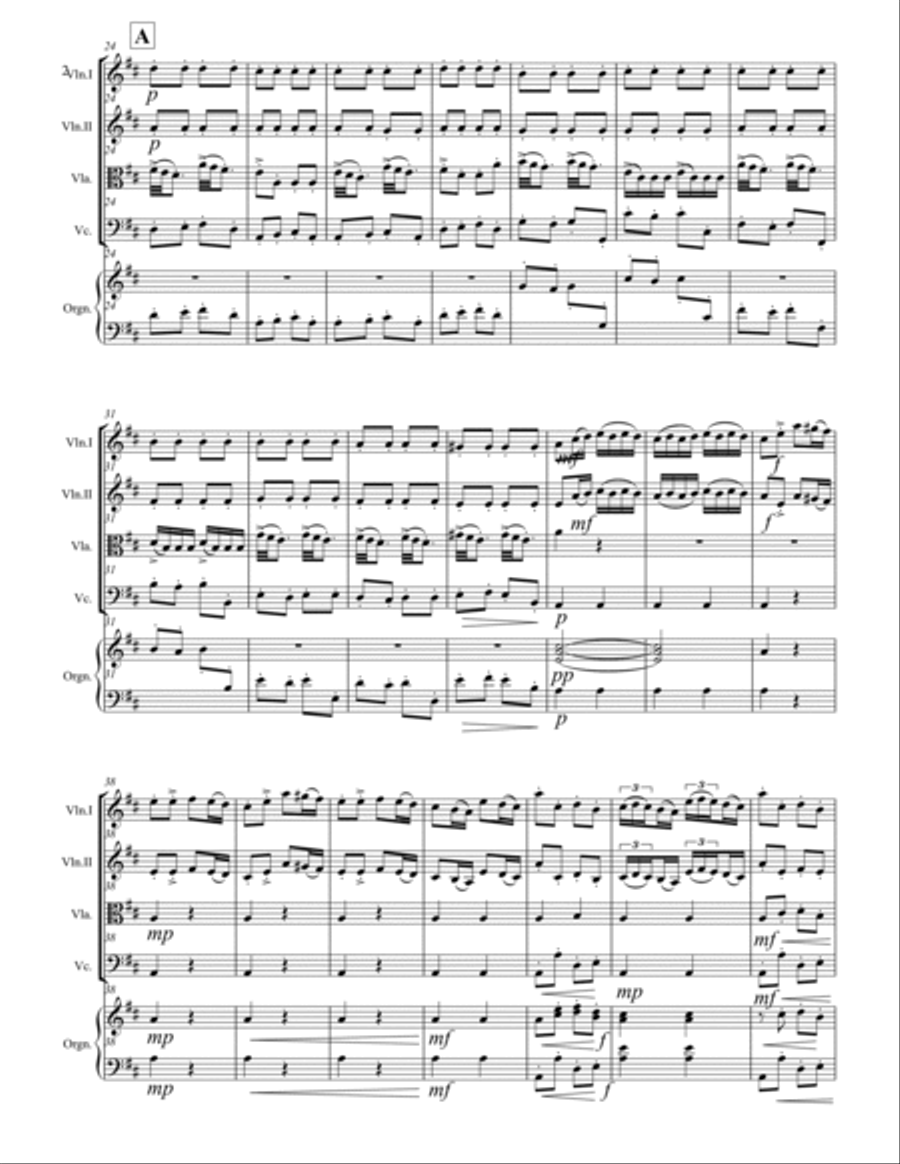 Vivaldi - Concerto in D Major RV 93 (for String Quartet and Optional Organ) String Quartet scores gallery preview page 3