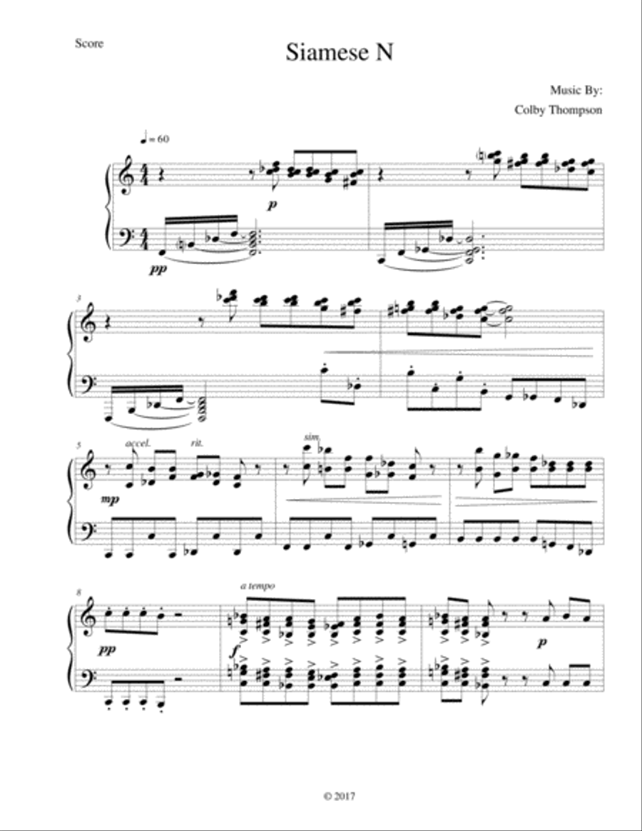 Siamese N Piano Solo scores gallery preview page 1