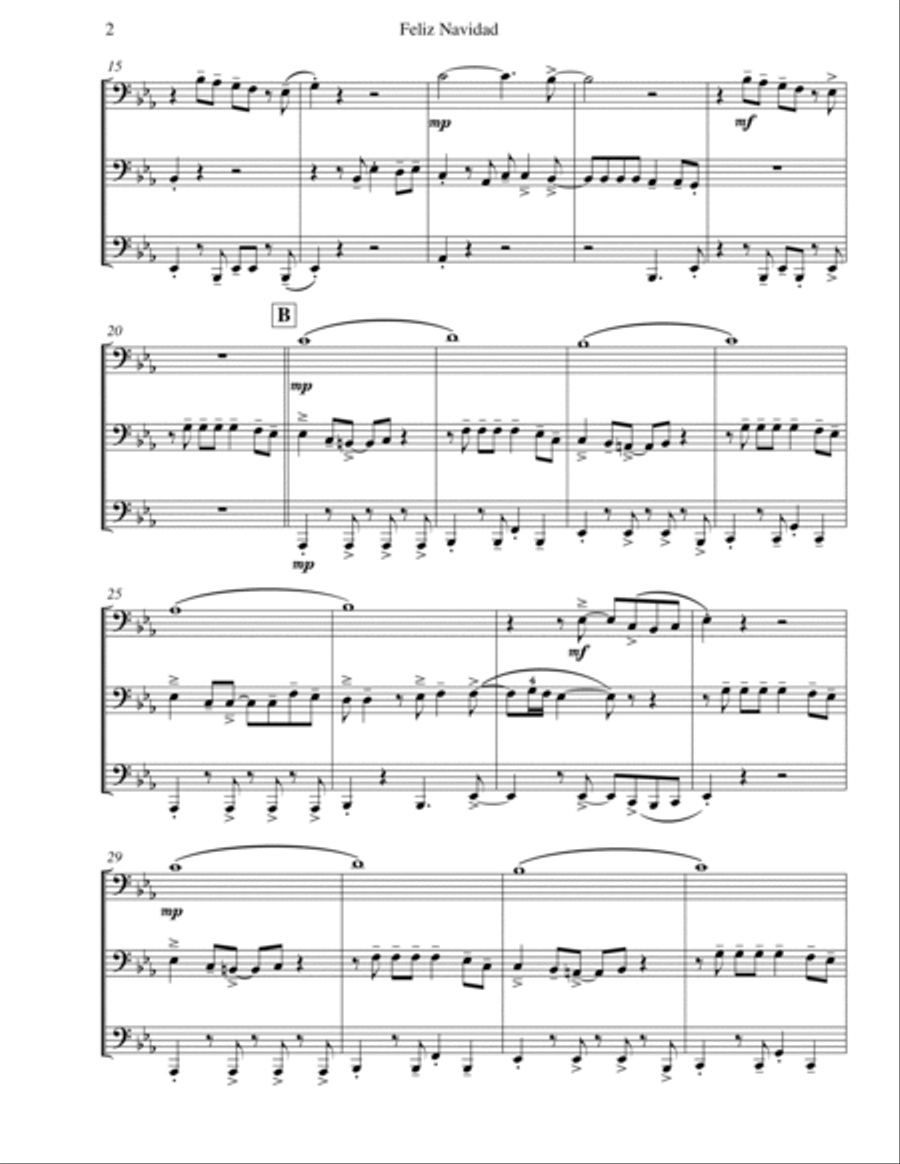 Feliz Navidad Brass Trio scores gallery preview page 2