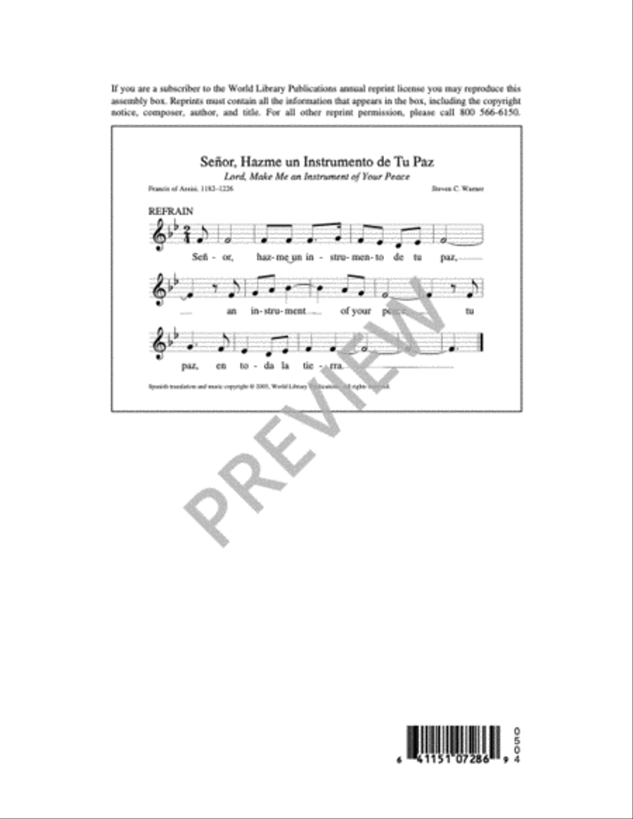 Señor, Hazme Un Instrumento de Tu Paz 4-Part scores gallery preview page 8