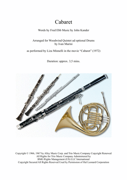 Cabaret by John Kander Woodwind Quintet - Digital Sheet Music