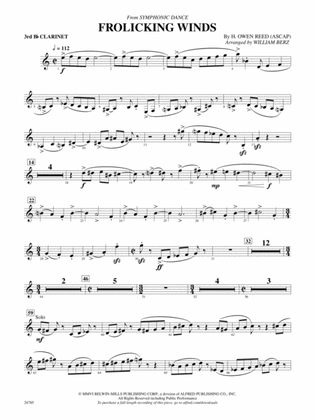 Frolicking Winds (from Symphonic Dance): 3rd B-flat Clarinet