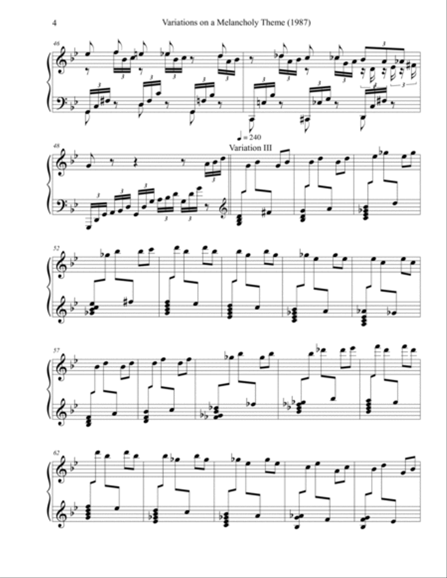 Variations on a Melancholy Theme (1987) Piano Solo scores gallery preview page 4