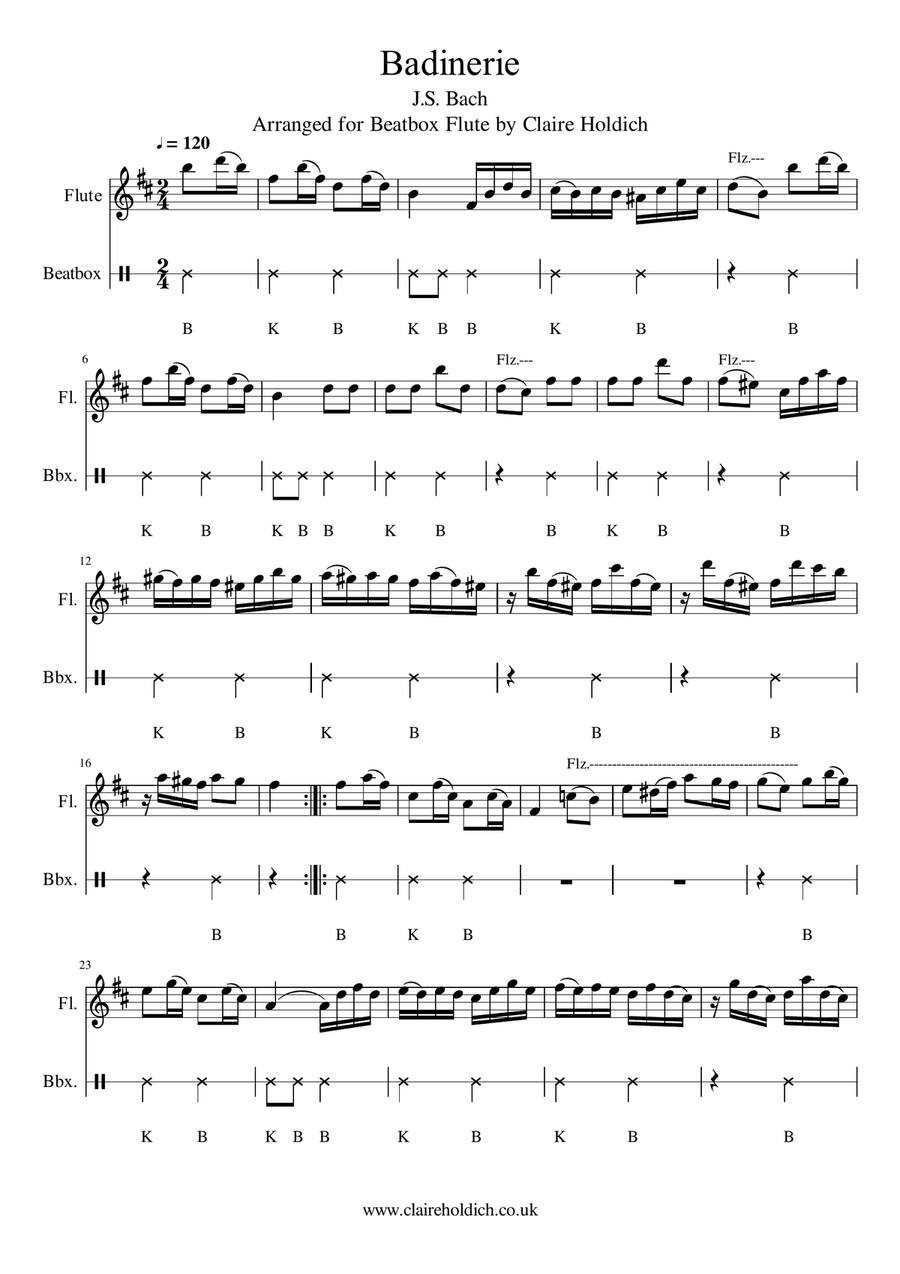 Badinerie (Beatbox Flute Solo) Flute Solo scores gallery preview page 2