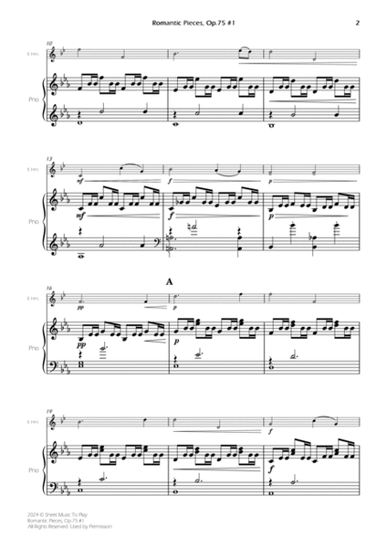 Romantic Pieces, Op.75 (1st mov.) - English Horn and Piano (Full Score and Parts) image number null