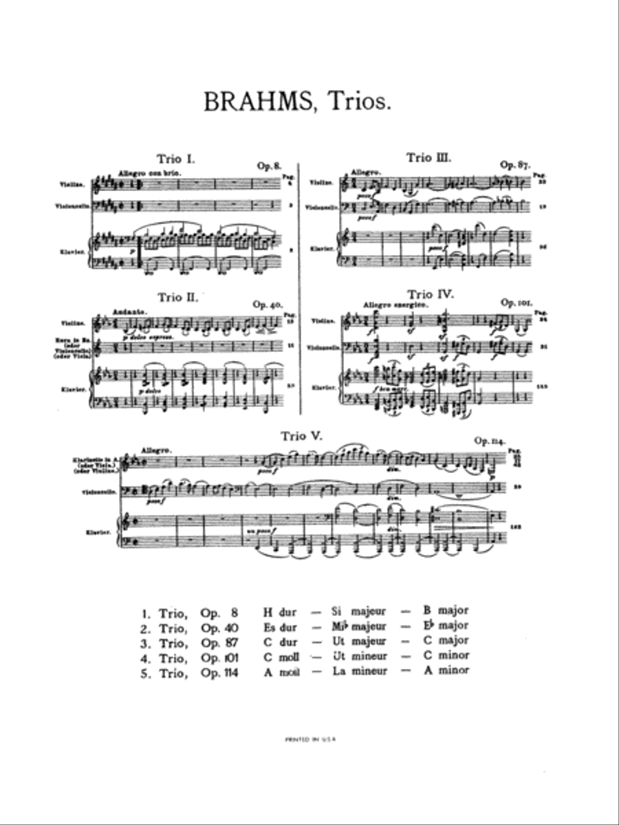 Brahms: Trio No. 1 in B Major, Op. 8 Violin scores gallery preview page 3