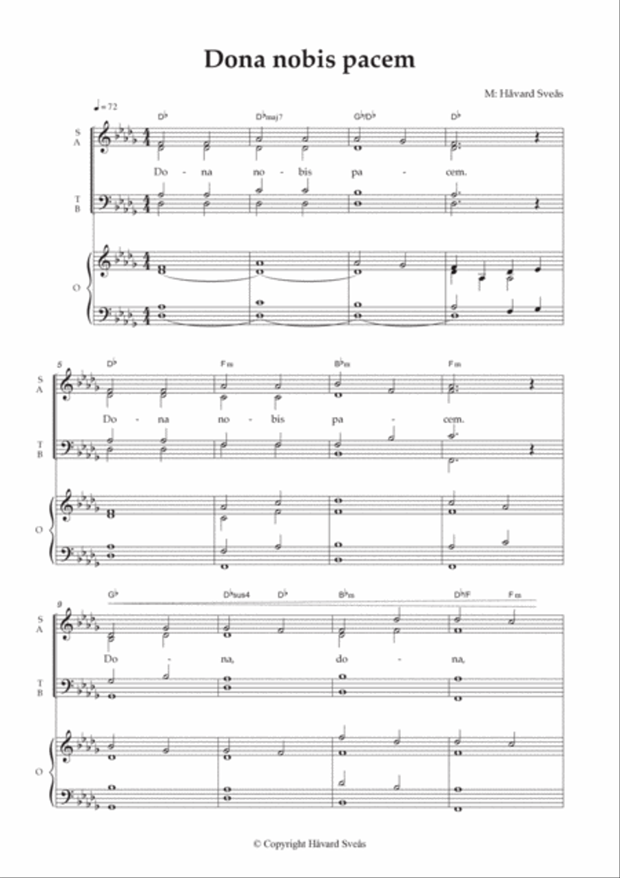 Dona nobis pacem (Give us peace) 4-Part scores gallery preview page 3