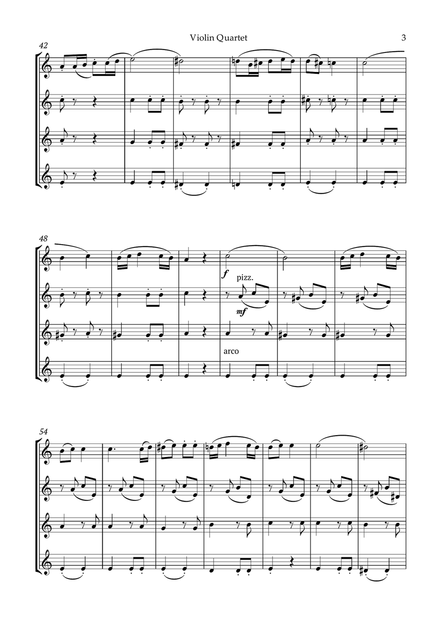 Beethoven Symphony 7 Movement 2 Allegretto for Violin Quartet String Quartet scores gallery preview page 4