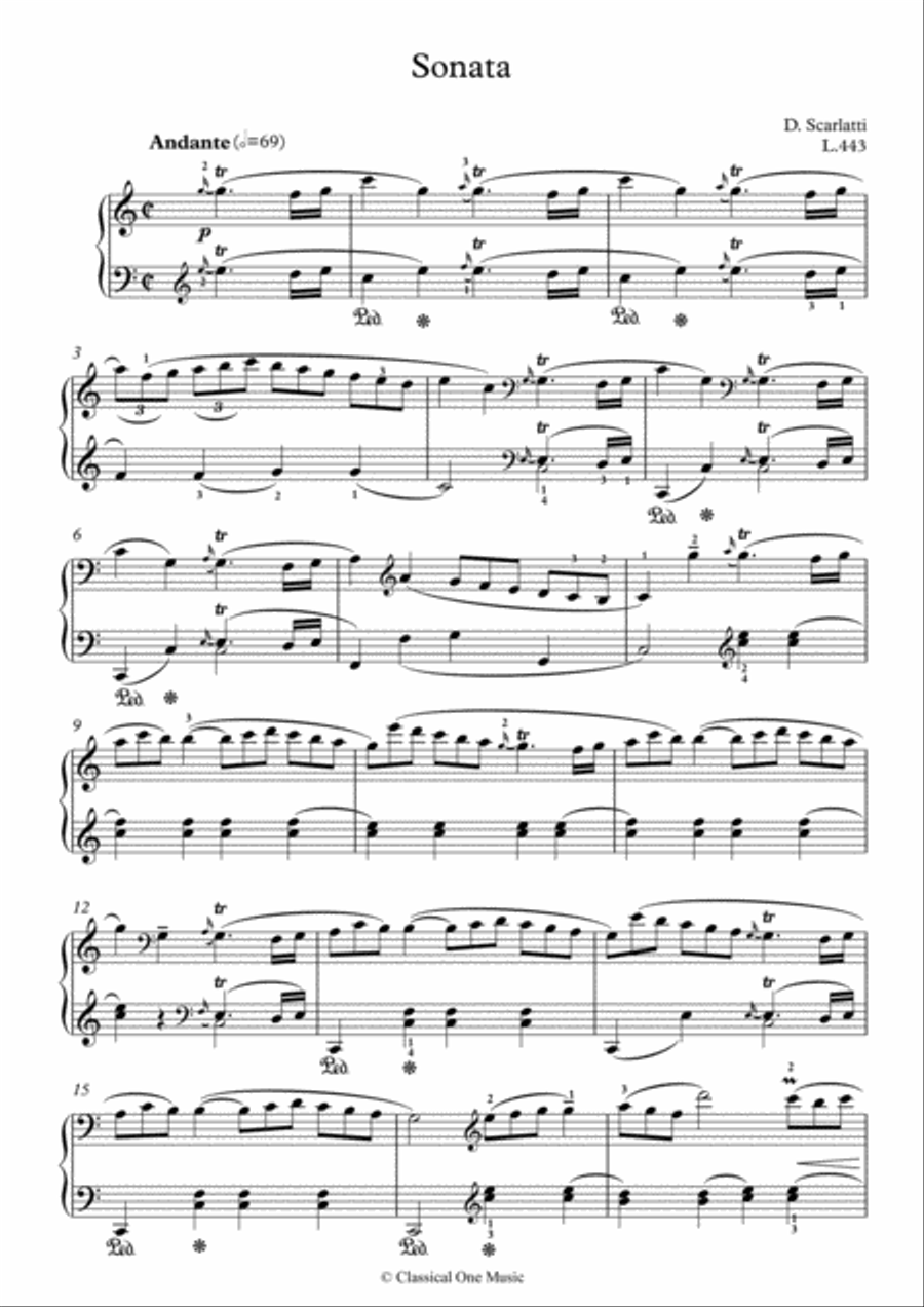 Scarlatti-Sonata in C-Major L.443 K.356(piano) Piano Solo scores gallery preview page 2