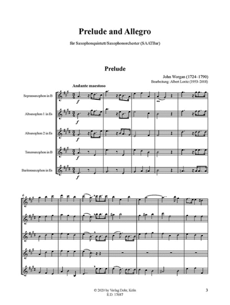 Prelude & Allegro (für Saxophonquintett/Saxophonorchester)