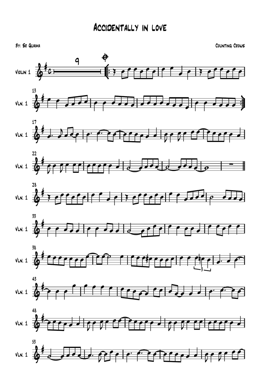 Accidentally In Love Violin Solo scores gallery preview page 1