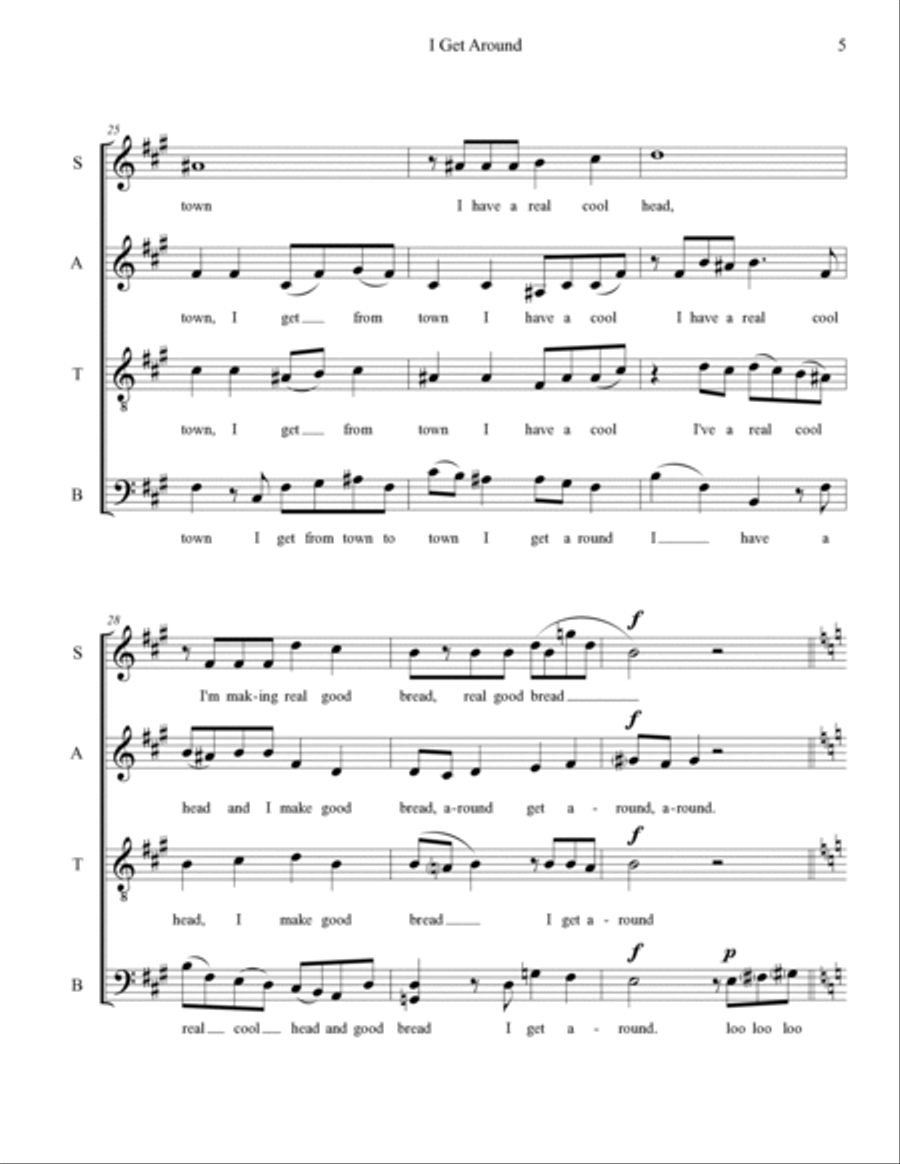 I Get Around 4-Part scores gallery preview page 5