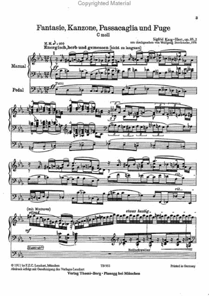 Drei sinfonische Kanzonen op. 85 - Zweite Kanzone