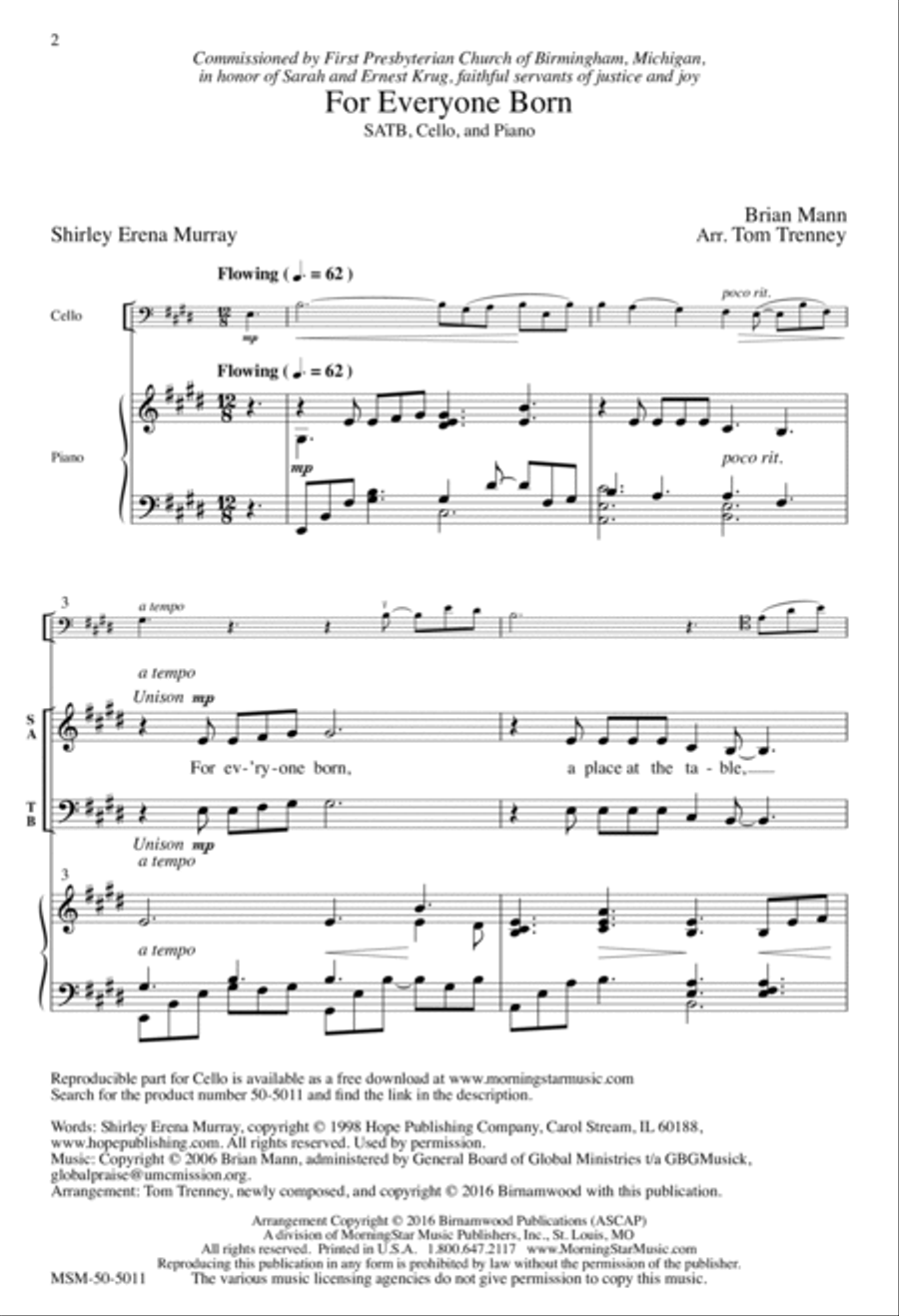 For Everyone Born 4-Part scores gallery preview page 2