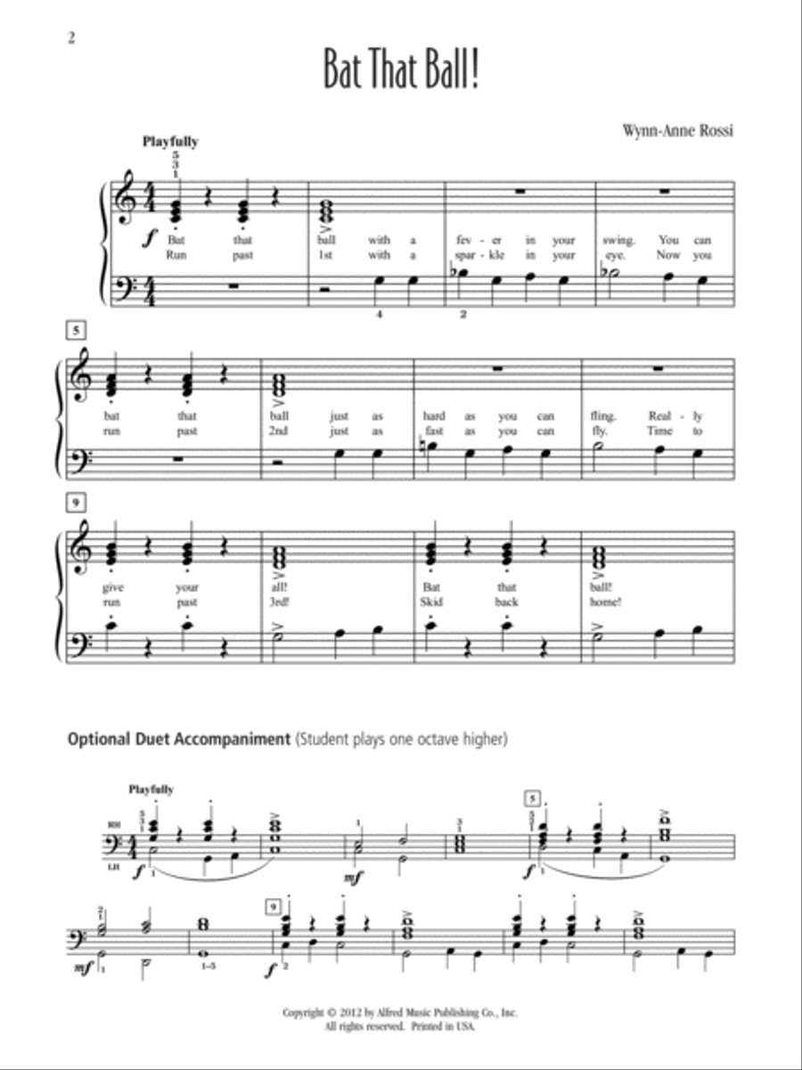 Bat That Ball! Bat That Ball! Easy Piano scores gallery preview page 2