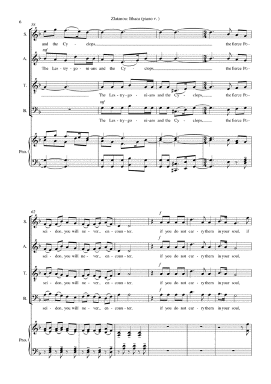 ITHACA, for SATB choir and piano 4-Part scores gallery preview page 6
