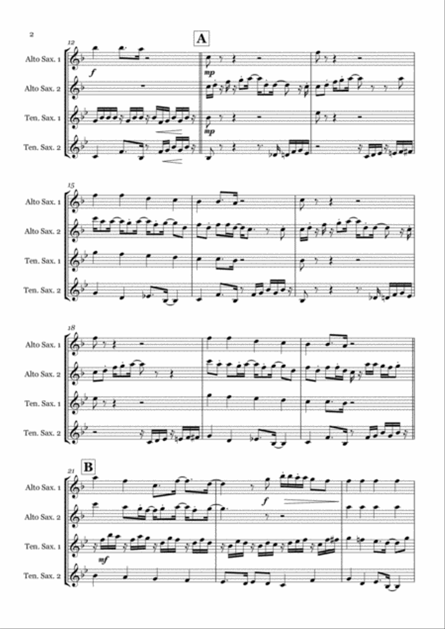 I Want You Back Saxophone Quartet scores gallery preview page 2