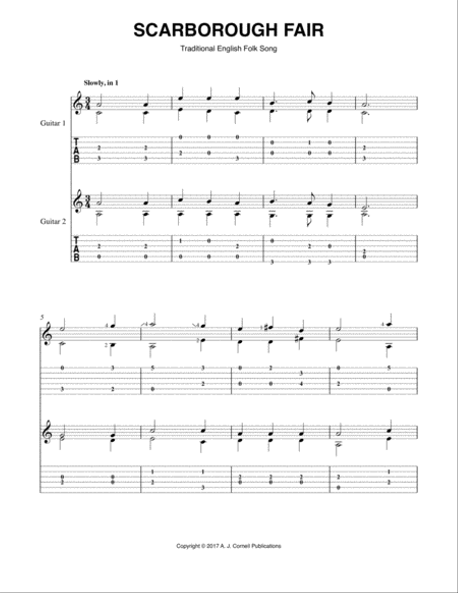 Scarborough Fair Scarborough Fair Guitar scores gallery preview page 1