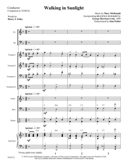 Walking In Sunlight - Brass and Rhythm Score and Parts