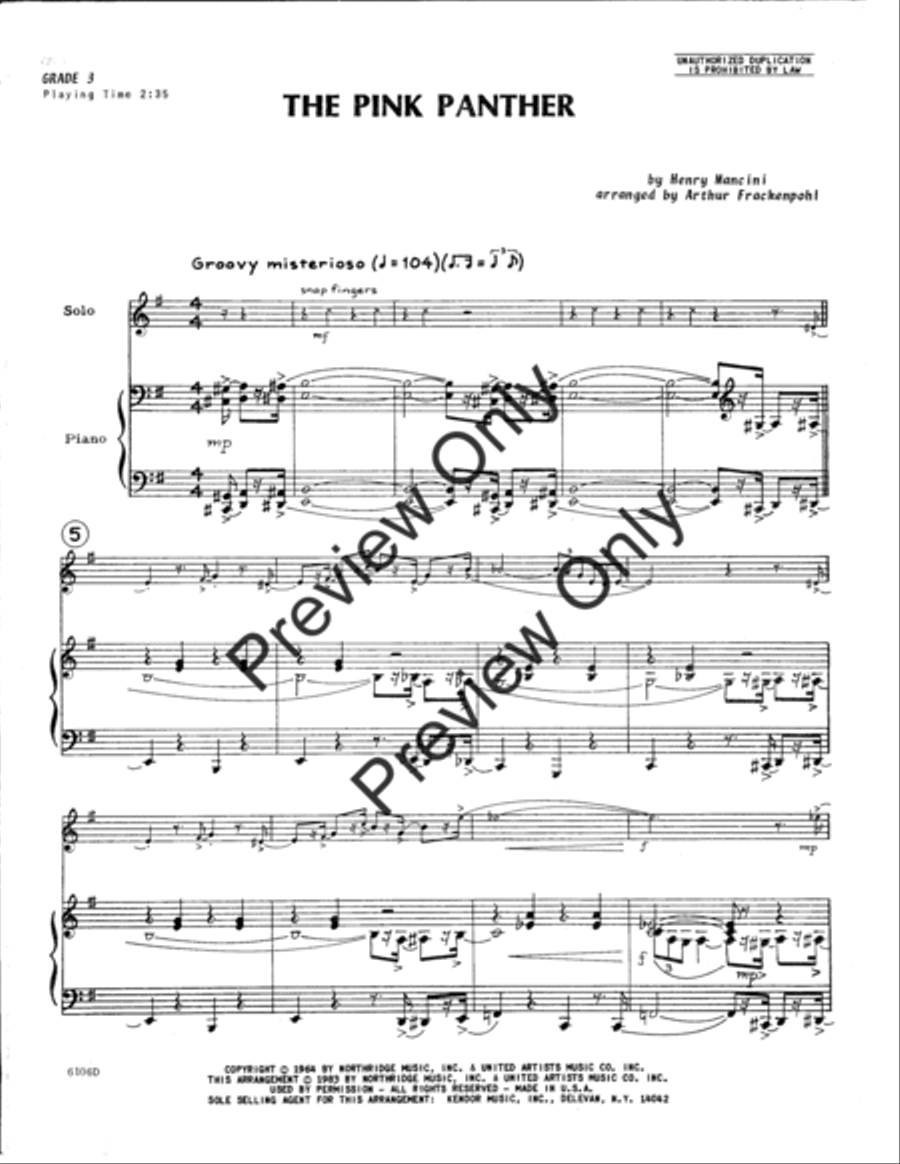 Pink Panther, The Pink Panther, The Flute Solo scores gallery preview page 2