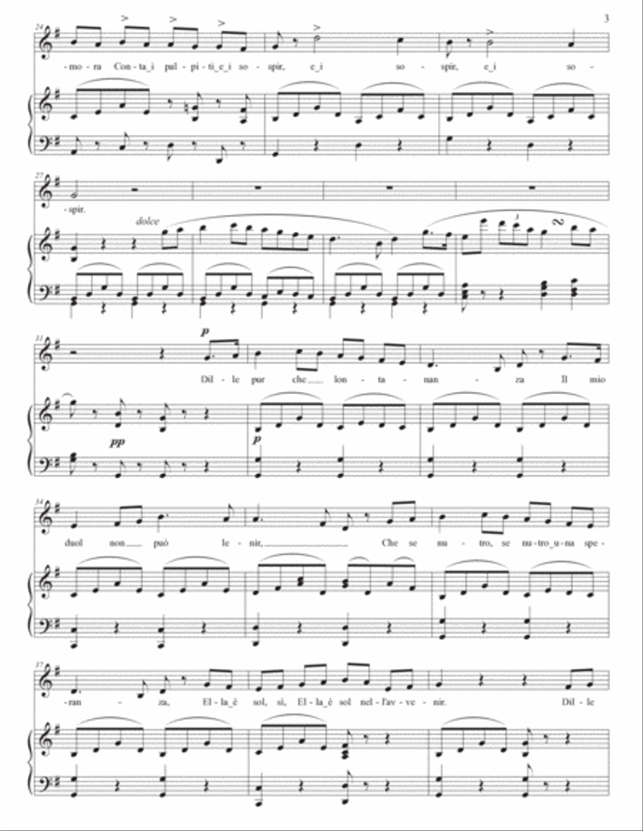 BELLINI: Vaga luna, che inargenti (transposed to G major, G-flat major, and F major) Voice scores gallery preview page 4