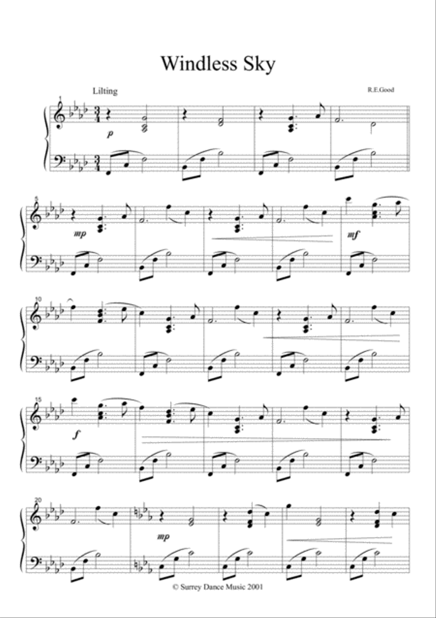 Windless Sky Windless Sky Piano Solo scores gallery preview page 1