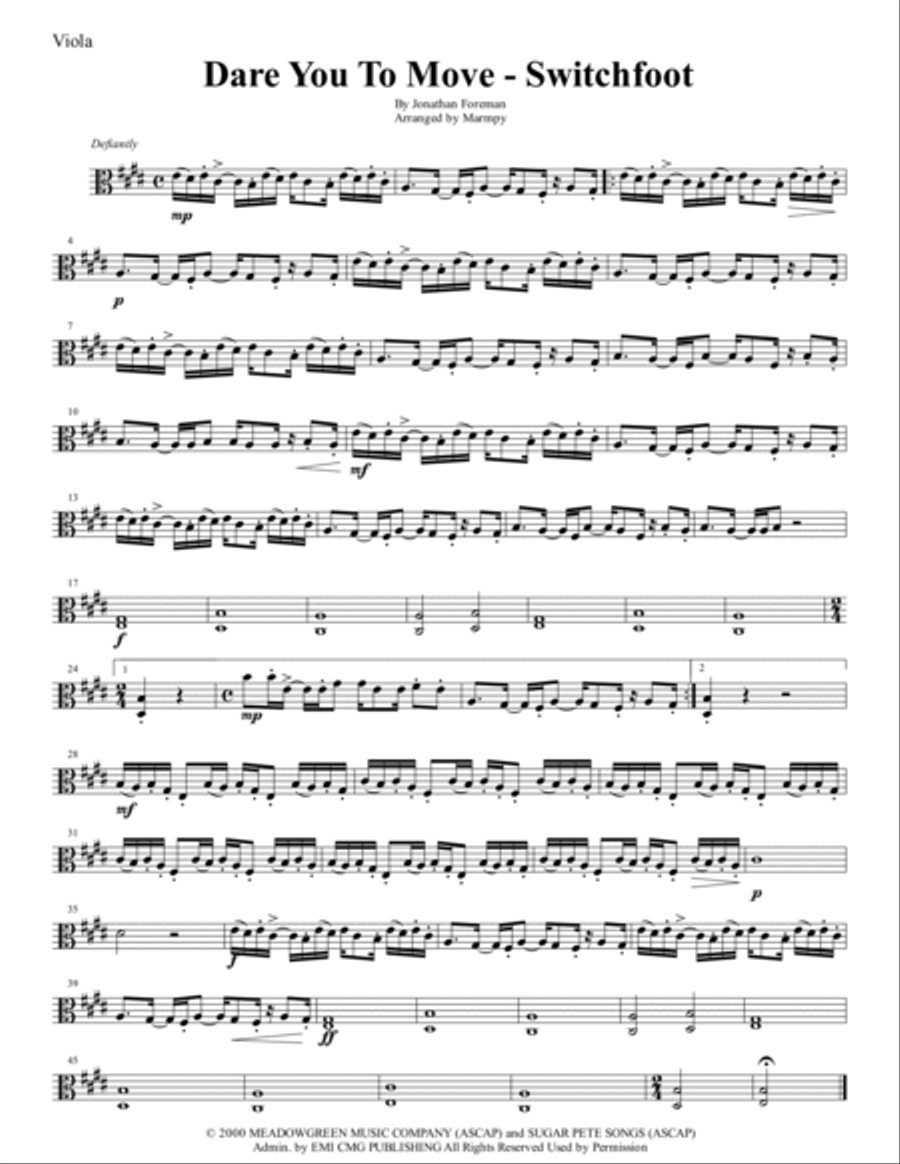 Dare You To Move String Quartet scores gallery preview page 3