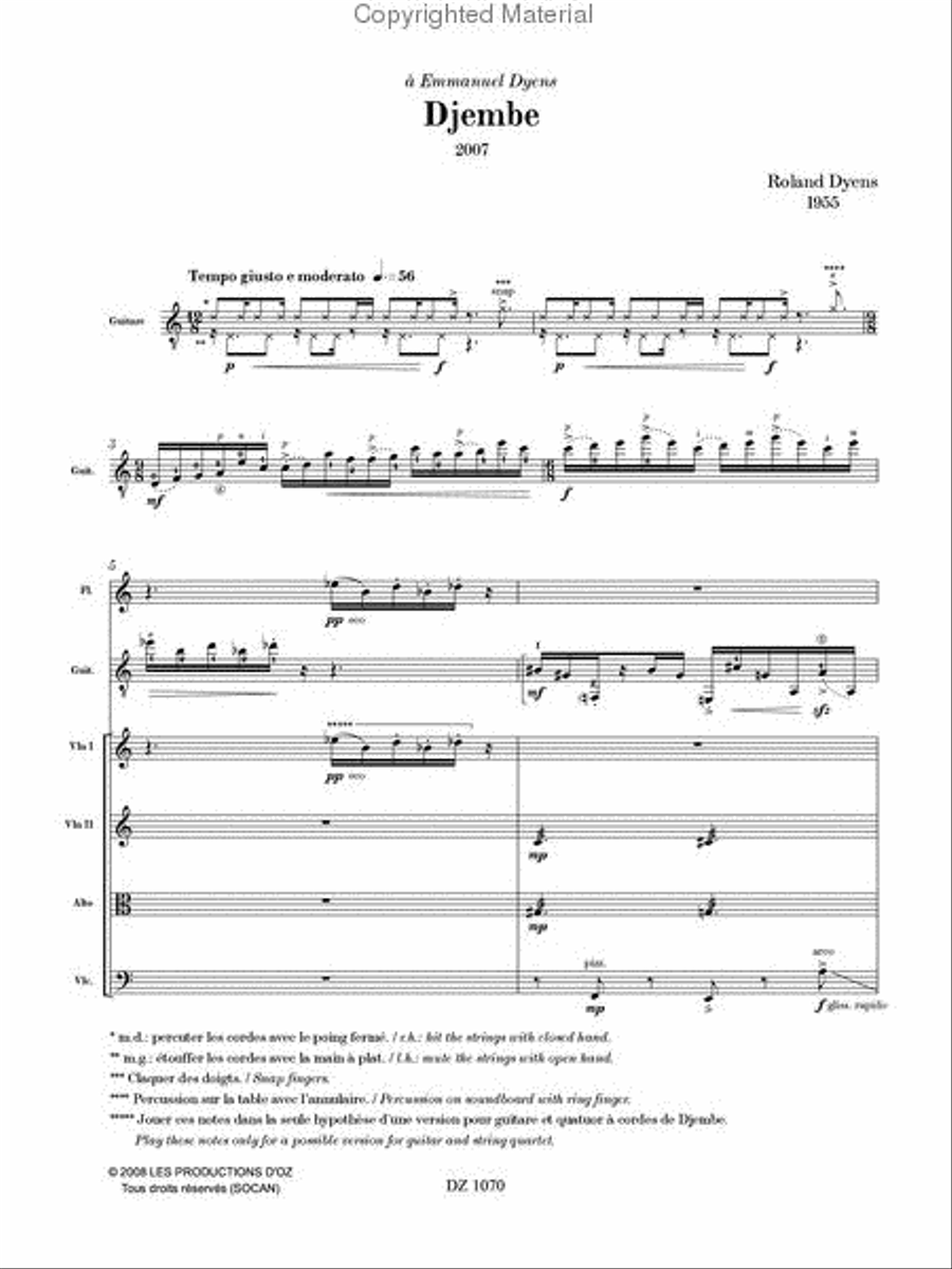 Djembe (guitare et quatuor à cordes) Cello scores gallery preview page 2
