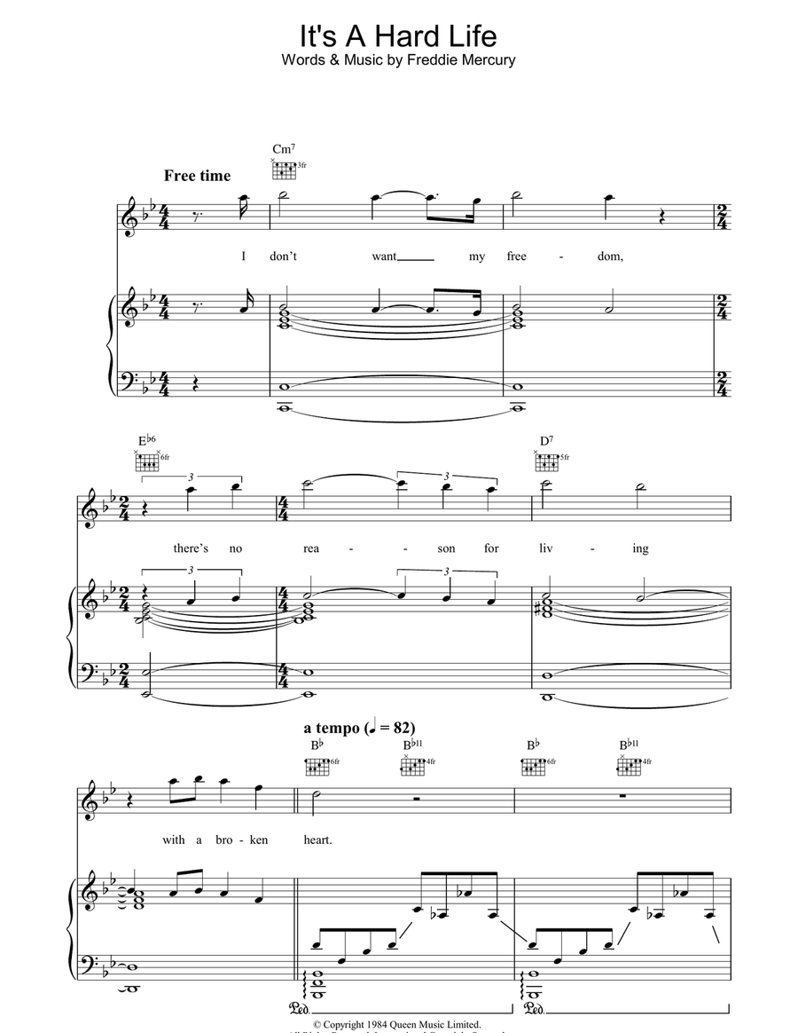 It's A Hard Life Piano, Vocal, Guitar scores gallery preview page 1