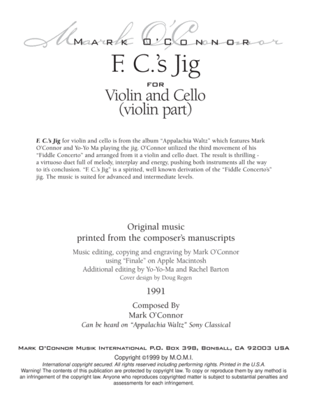 F. C.'s Jig (violin part - vln, cel) image number null