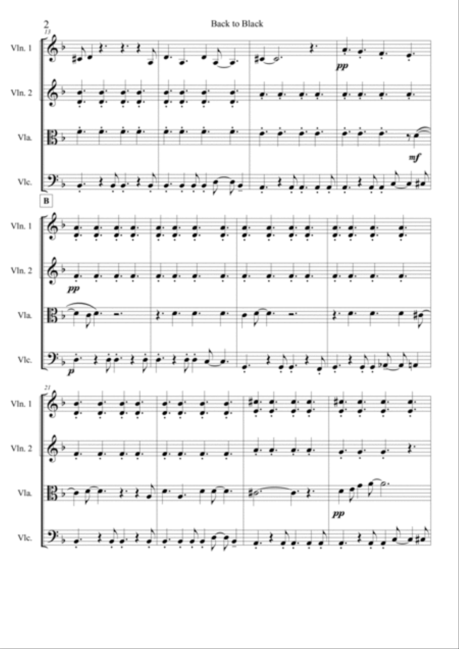 Back To Black String Quartet scores gallery preview page 3
