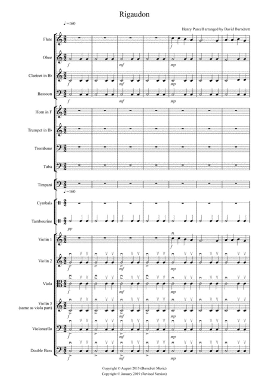 Rigaudon by Purcell for School Orchestra Rigaudon by Purcell for School Orchestra Full Orchestra scores gallery preview page 1
