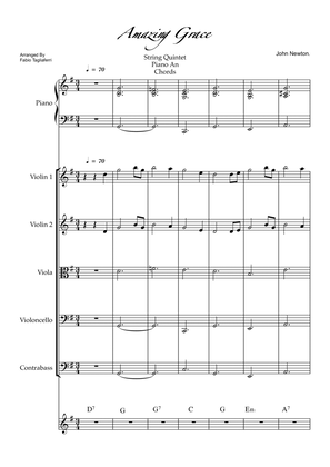 Amazing Grace String Quintet piano and chords.Full Score and Individual parts