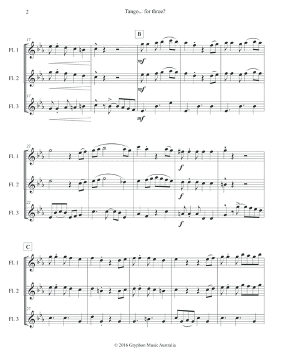 Tango... for three? for flute trio Flute Trio scores gallery preview page 3