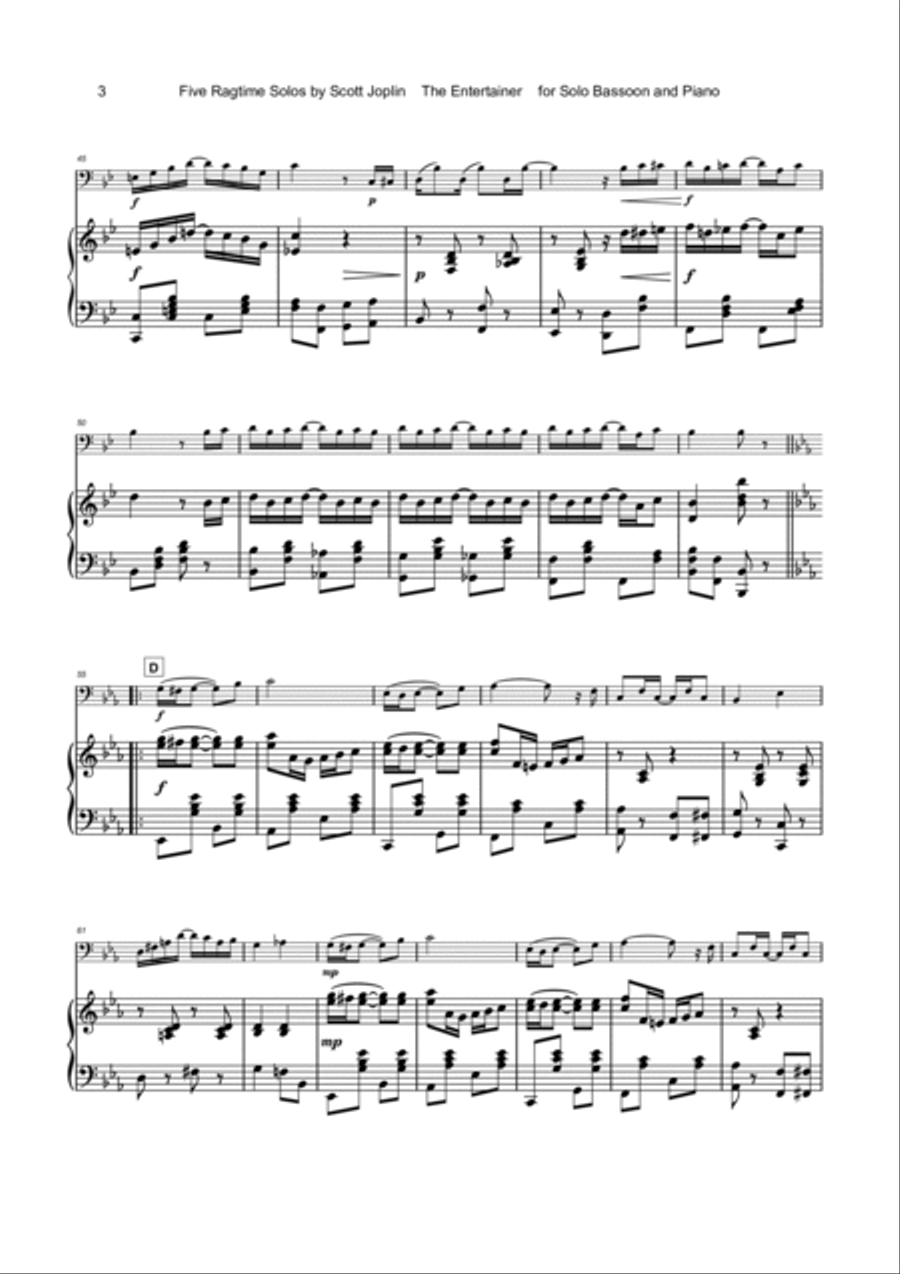 Five Ragtime Solos by Scott Joplin for Bassoon and Piano Bassoon Solo scores gallery preview page 4