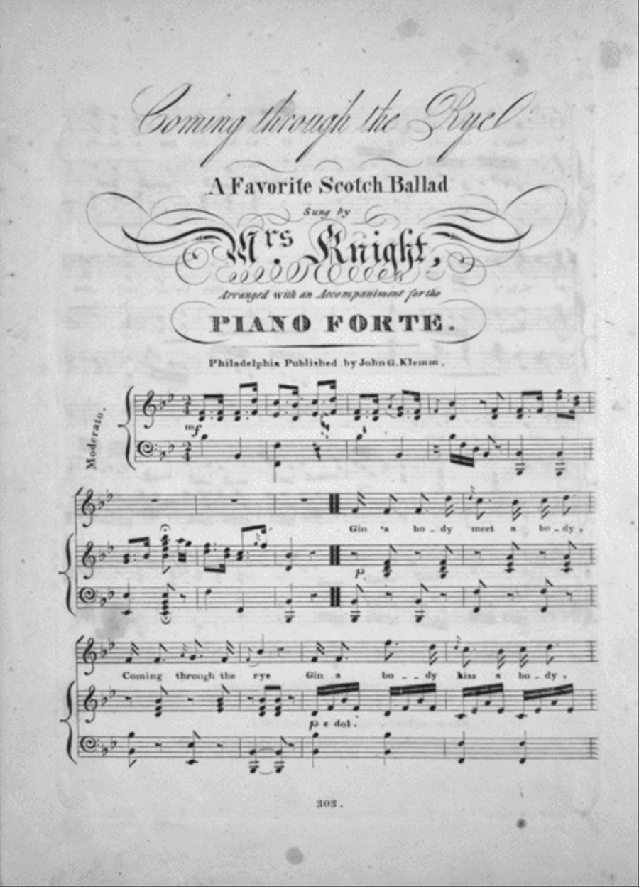 Coming Through the Rye. A Favorite Scotch Ballad Voice scores gallery preview page 1