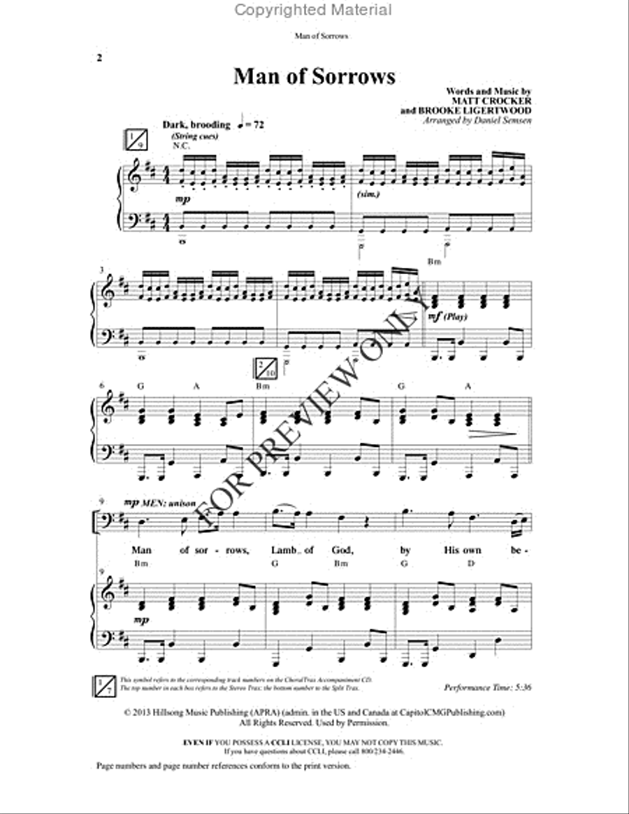 Man Of Sorrows - Anthem 4-Part scores gallery preview page 2