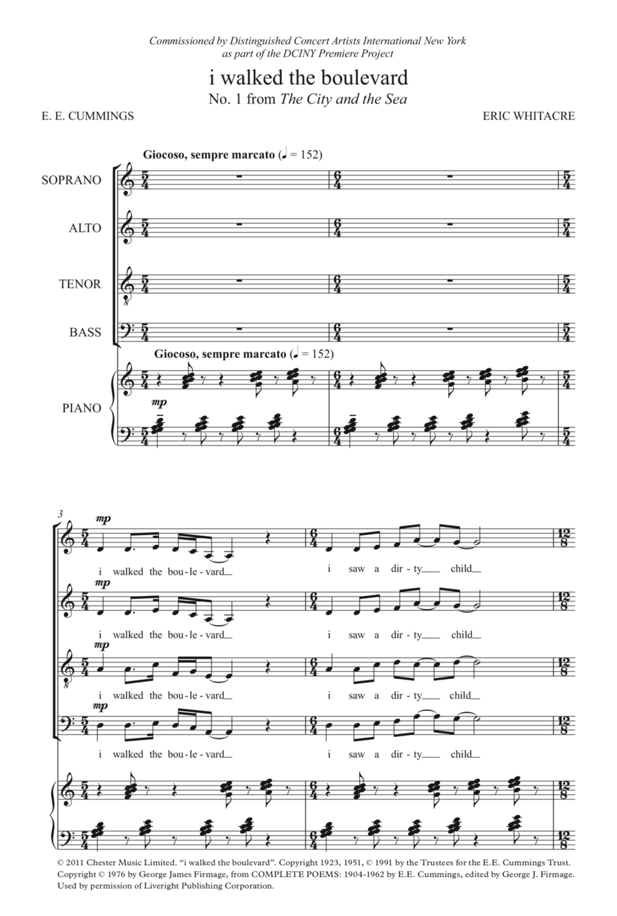 I Walked The Boulevard (From 'The City And The Sea') 4-Part scores gallery preview page 1